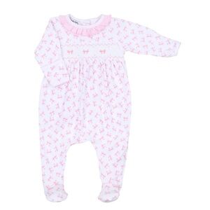 magnolia baby pima cotton bow print smocked footie